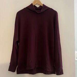 Loft‎ mock neck sweater - plum
